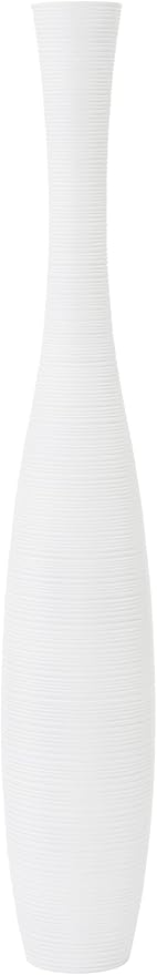 Leewadee Decorative Tall Floor Vase for Living Room Decor, 41 inches, White, Resin