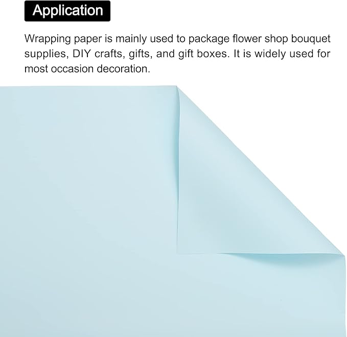MECCANIXITY 20 Pcs Flower Wrapping Paper 22.8x22.8 Inch Waterproof Florists Wrapping Paper for Florist Bouquet Supplies, DIY Crafts, Gift/Gift Box Packaging Blue