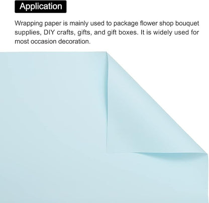 MECCANIXITY 20 Pcs Flower Wrapping Paper 22.8x22.8 Inch Waterproof Florists Wrapping Paper for Florist Bouquet Supplies, DIY Crafts, Gift/Gift Box Packaging Blue