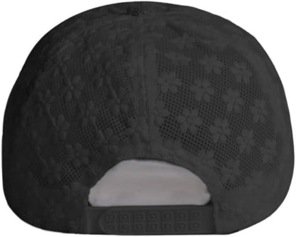 Women's Lace Flower Baseball Cap, Adjustable Hollow Design Summer Sun Hat, Breathable for Casual Outfits Daily Sun Protection