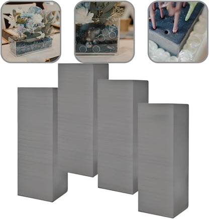 XCEL Floral Foam Blocks - Reusable, Weather Resistant Foam - Perfect for Fresh & Artificial Flower Arrangements, Crafts, Planter Boxes, Home Decor & More - 4-Pk, Gray (9” x 3” x 3”)
