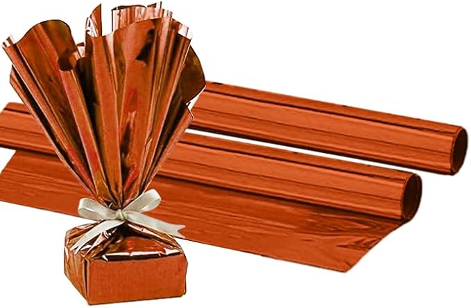 PMU (2 Gift Wrap Mylar Roll Metallic Orange 2-sided, 24 Inches X 25 Ft Roll 1.4 Mil Highly Reflective Mylar Film, Great for Gifts, Birthdays, Christmas, Baskets, Arts & Crafts