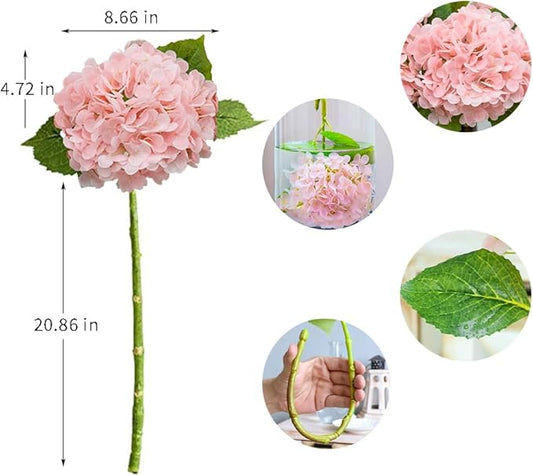 4-Packet Pink Hydrangea Artificial Flowers Faux Hydrangea Flowers Real Touch Home Bathroom Office Kitchen Dining Room Arrangements End Table Centerpiece Shelf Decorations