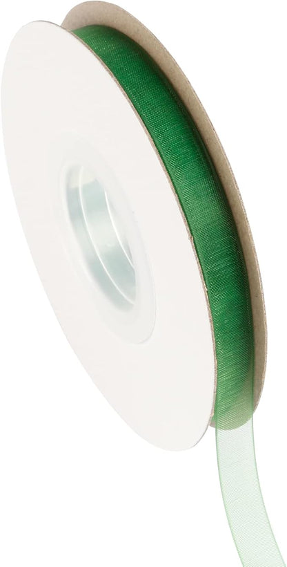 3/8 Inch Emerald Shimmer Sheer Organza Ribbon Sheer Chiffon Ribbon 50 Yards-Roll Multiple Colors Available for Gift Wrapping Wedding Events Christmas Décor