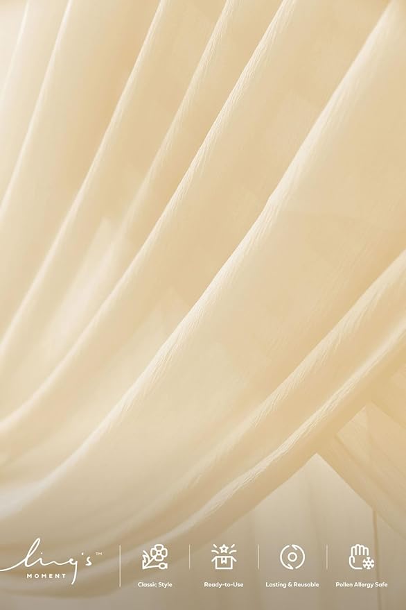 Ling's moment Brown Backdrop Curtains, 10Ft x 23Ft Tawny Beige Long Sheer Wrinkle-Free Background Backdrop Curtain&Table Cloth for Birthday Party Wedding Baby Shower Photo Booth Decor