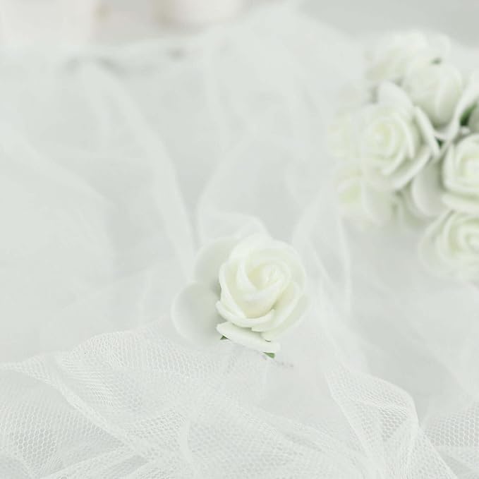 Efavormart 48 Roses | 4" Tall Ivory Real Touch Artificial DIY Foam Rose Flowers with Stem, Craft Rose Buds