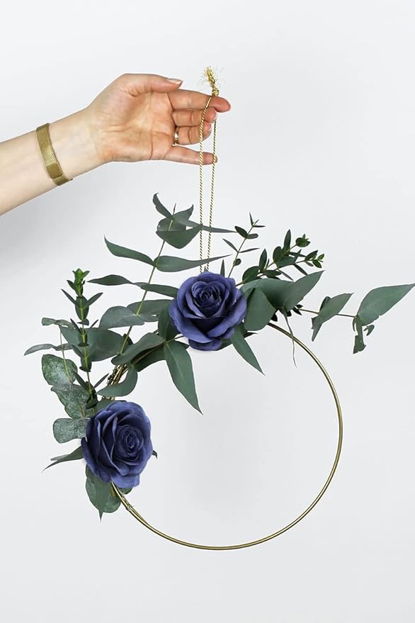 Artificial Rose Flower Artificial Flowers Flower with Long Stem Silk Roses Bouquet for Wedding Bridal Shower Party Home Decoration (Navy Blue, 12 Pcs)