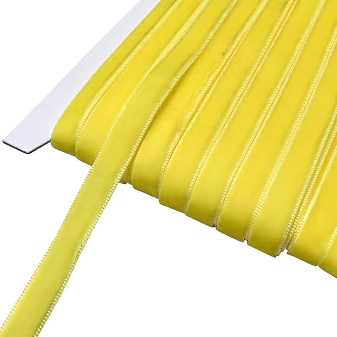 Chenkou Craft Yellow 25 Yards 3/8" Velvet Ribbon Lots Bulk (Yellow, 3/8"(10mm))