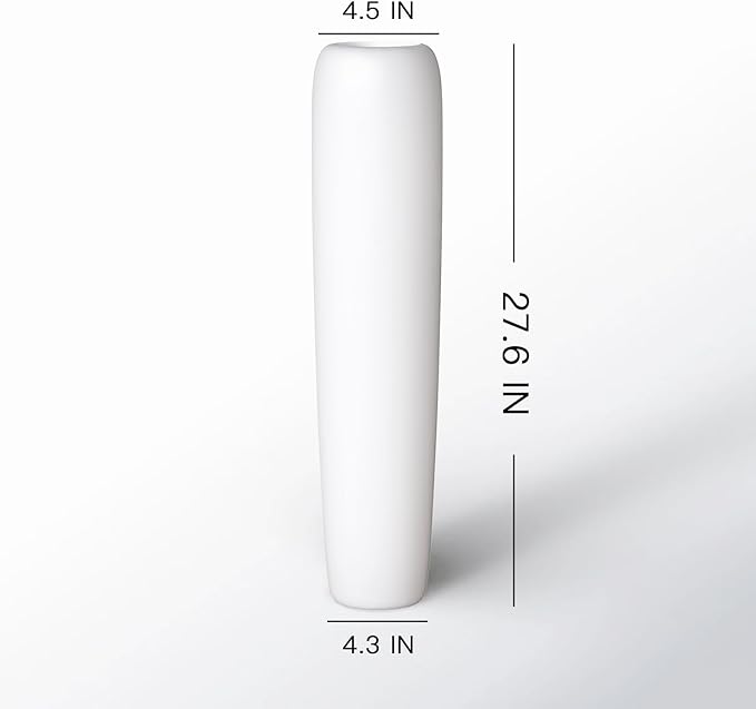 27.5" White Vase for Home Decor - Tall Floor Vase for Living Room, Bedroom, Office - Elegant Minimalist Tall Vases for Large Dried Stems, Pampas Grass, Artificial Branches
