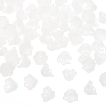 PATIKIL Glass Trumpet Flower Beads, 200 Pcs Gradient Flower Bead Charm for Jewelry Making DIY Craft, Bracelets, Earrings, Necklaces Decorations, White