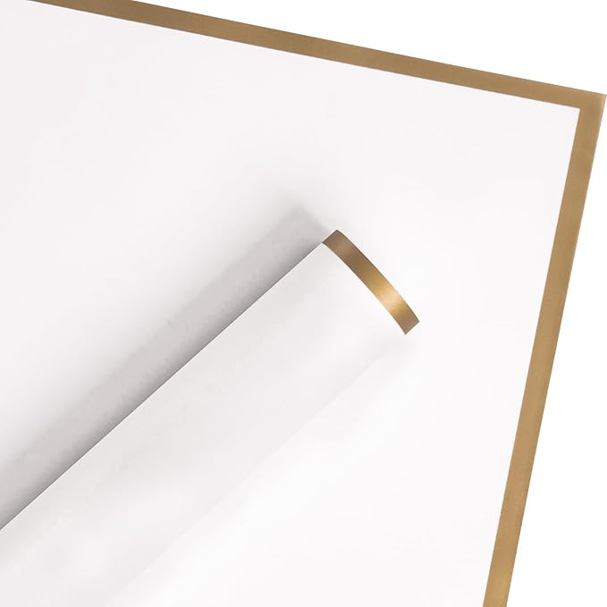 WRAPAHOLIC 20 Sheets Flower Wrapping Paper - 22.4 x 22.4 inch Gold Trim White Water-Resistant Floral Bouquet Wrapping Paper, Florist Supplies Packaging Paper for Wedding Birthday Gift DIY