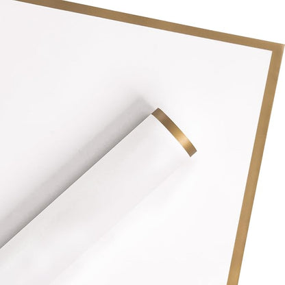 WRAPAHOLIC 20 Sheets Flower Wrapping Paper - 22.4 x 22.4 inch Gold Trim White Water-Resistant Floral Bouquet Wrapping Paper, Florist Supplies Packaging Paper for Wedding Birthday Gift DIY
