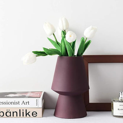 IPOPU 24PCS White Tulips Artificial Flowers Real Touch Tulips Flowers White Fake Tulips Flowers for Home Table Decoration Wedding Bouquet Party Baby Shower Centerpieces Bridal Bouquet Decor (White)