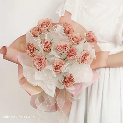 FWSA WRAPS Korean Flower Wrapping Mesh Paper White Pearl Edge Bouquet Packaging Paper Wrinkled Wavy Net Yarn Mother's Day Valentine's Day Wedding Birthday Decoration 11X162 inches/bag (Pearl White)