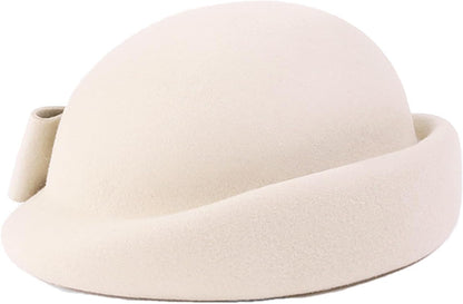 Women Wool Felt Ribbon French Fashion Vintage Millinery Beret Hats Top Cap Ladies Party Wedding Fedoras Chapeau