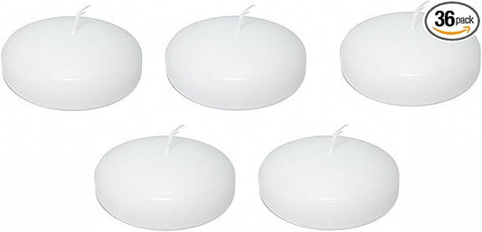 D'light Online Large White Floating Candles 3 Inch Wax Discs for Events, Weddings, Spa, Home Decor, Special Occasions, Cylinder Vases, Centerpieces, Pool and Holidays (Large - 3" (Set of 36), White)