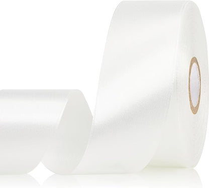 White Ribbon 1-1/2 Inch 30 Yards Solid Color Satin Ribbon for Flower Bouquet, Fabric Ribbon for Gift Wrapping Crafts Hair Bows Making Sewing Wedding Christmas