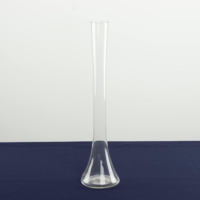 Efavormart 6 Pack Clear Heavy Duty Eiffel Tower Glass Vases with Round Base, Tall Skinny Flower Bud Vase Centerpieces - 16"