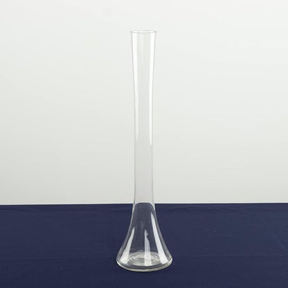 Efavormart 6 Pack Clear Heavy Duty Eiffel Tower Glass Vases with Round Base, Tall Skinny Flower Bud Vase Centerpieces - 16"