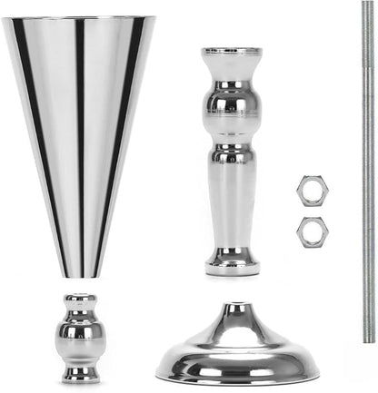 Set of 2 Tabletop Metal Wedding Flower Trumpet Vase Wedding Centerpiece Flower Vase for Wedding Event Decoration Living Decor Party Decor (Silver, 2×L)