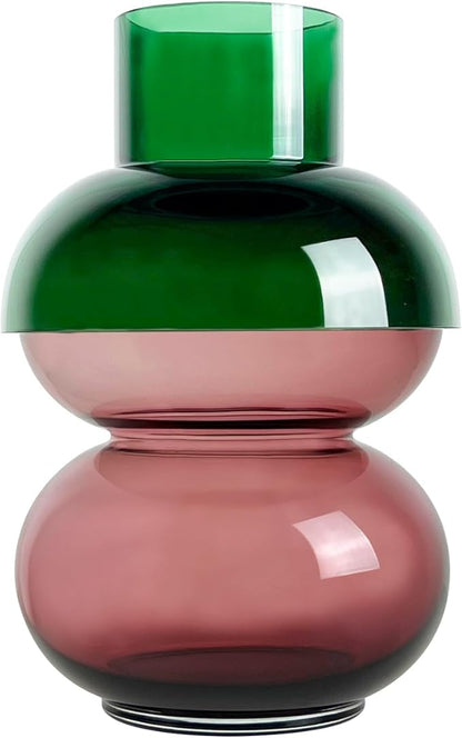 Cloudnola Extra Large Bubble Reversible Glass Flower Vase, Green and Pink, 16" Height x 10" Dia, Home, Centrepiece, Wedding, Gift, and Event Decor
