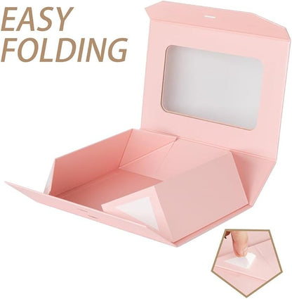 Large Gift Box for Presents with Ribbon 13.2x11x5.3 Inches Clear Gift Box with Window Magnetic Closure Gift Boxes with Lids