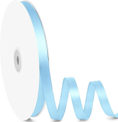3/8" x 100 Yards Satin Ribbon - Light Blue Silk Ribbon with Spool - Ideal for Gift Wrapping, Floral Bouquets, Crafts, Wedding Party Decorations, Christmas and Sewing Projects
