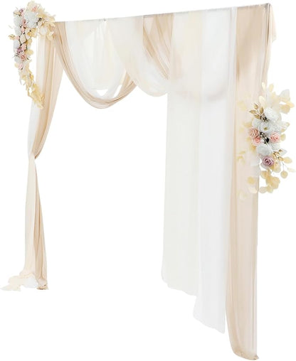 Artificial Wedding Arch Flowers Kit (Pack of 5),2pcs Artificial Hanging Flower Arch Decor,for Wedding Ceremony Arbor Reception Backdrop Rose Floral Party Outdoor Decoration White Champagne