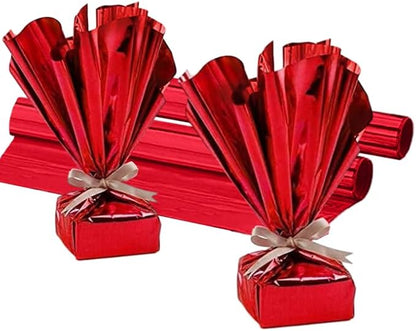 PMU (2 Gift Wrap Mylar Roll Metallic Red 2-sided, 24 Inches X 25 Ft Roll 1.4 Mil Highly Reflective Mylar Film, Great for Gifts, Birthdays, Christmas, Baskets, Arts & Crafts