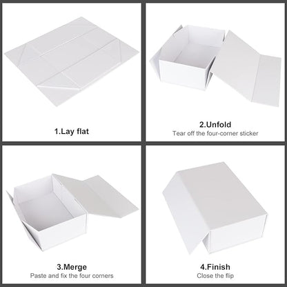 Gift Boxes White with Magnetic Closure Lid 12" X 6" X 4" Gift Boxe for Presents,Luxury for Gift Packaging, Bridesmaid Gifts Box, Magnetic Gift Boxe for Gifts, Cute Boxes,Birthday Gift Box,Christmas Gift Boxes(5PCS)