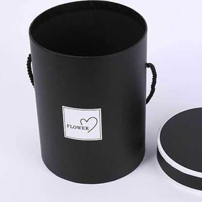 AZIDWERYQ Round Flower Paper Boxes Hat Box Flower Packaging Paper Bag with Lid Candy Party Wedding Supply for Gifts Black