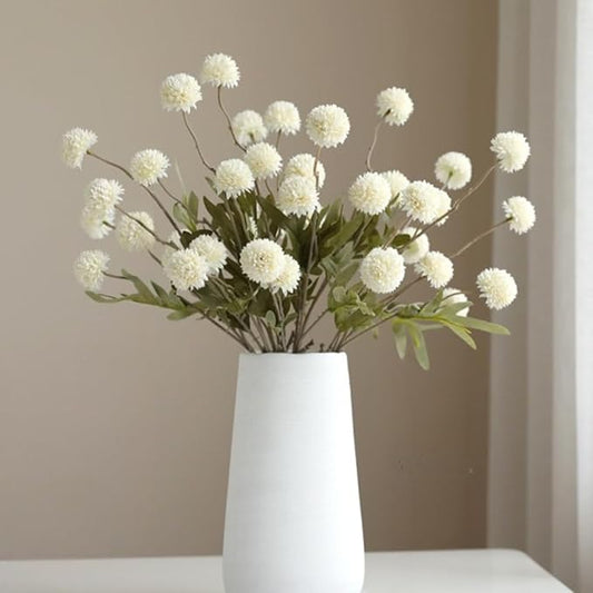 Artificial Flowers for Vases 20.5 Inch 10 Stems，Silk Dried Fake Mums Bouquet Indoor Faux Floral Arrangements for Decoration (White)