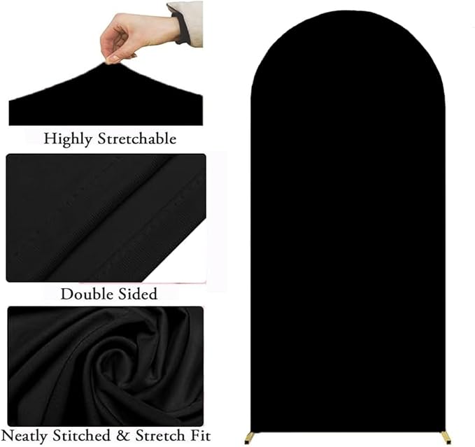 Black Wedding Arch Cover 7.2 FT, 7.2 FT Arch Backdrop Cover, Black Arch Backdrop Stand Cover for Party Celebration Proposal Birthday