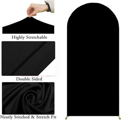 Black Wedding Arch Cover 7.2 FT, 7.2 FT Arch Backdrop Cover, Black Arch Backdrop Stand Cover for Party Celebration Proposal Birthday