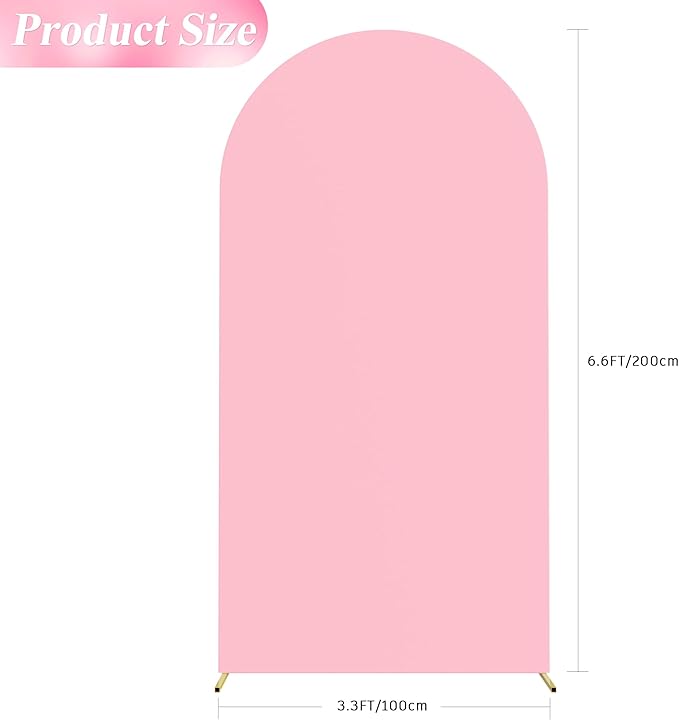 Wokceer 6.6FT Wedding Arch Cover Spandex Fitted Wedding Arch Stand Covers Round Top Chiara Arch Backdrop Cover for Birthday Party Ceremony Banquet Decoration Pink