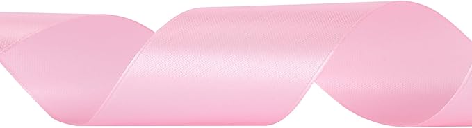 LIUYAXI 1-1/2 Inches 50 Yards Pink Satin Ribbon, Solid Fabric Ribbon Roll for Flower Bouquets, Gift Wrapping, Wedding, Handmade Crafts
