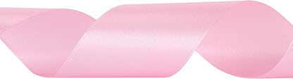 LIUYAXI 1-1/2 Inches 50 Yards Pink Satin Ribbon, Solid Fabric Ribbon Roll for Flower Bouquets, Gift Wrapping, Wedding, Handmade Crafts