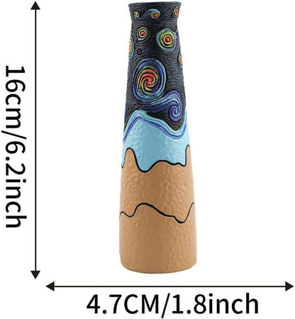 Starry Night Vase Plant Pot,Van Gogh Inspired Resin Flower Pot - Abstract Rainbow Planter with Artistic Brushstroke Design Stylish Art Flower Pot Unique Home Decor for Plants (3pcs)