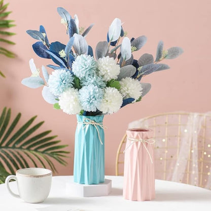 Ceramic Blue Vase Flower Vase for Home Decor Modern Style 9.5 inch Tall Vase for Table Shelf Home Decor Vase for Fireplace Bedroom Kitchen Living Room Wedding Office Desk Birthday Gifts