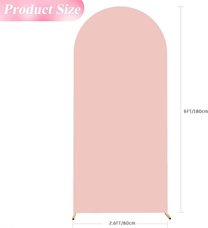 Wokceer 6FT Wedding Arch Cover Spandex Fitted Wedding Arches Stand Covers Round Top Chiara Arch Backdrop Cover for Birthday Party Ceremony Banquet Decoration Pale Pink