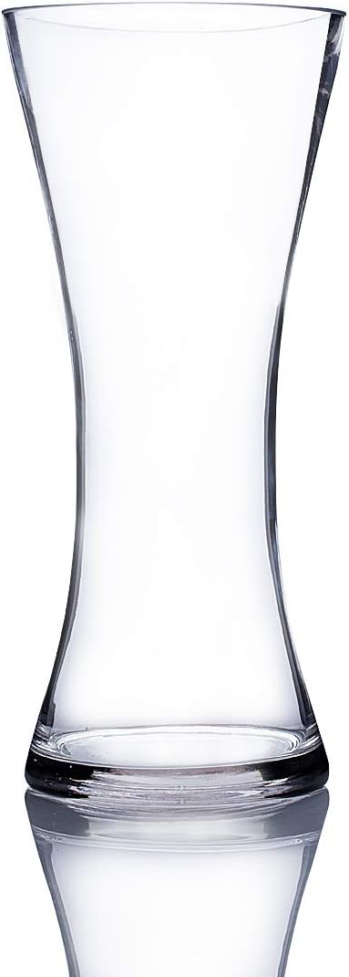 WGV Unique Bouquet Vase, 5" W, 12" H, Clear Glass Tall Floral with Flared Oval Opening, Centerpiece, Home Wedding Event Decor, 1 Piece (VCK0912)