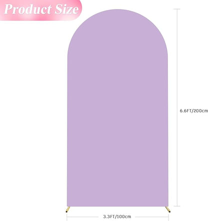 Wokceer 6.6FT Wedding Arch Cover Spandex Fitted Wedding Arch Stand Covers Round Top Chiara Arch Backdrop Cover for Birthday Party Ceremony Banquet Decoration Lavender