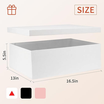 YINUOYOUJIA Large Gift Box with lid 16.5x13x5.5 inches,White Boxes for Presents,Birthday,Valentine's Day,Mother's Day,Christmas,Anniversary.