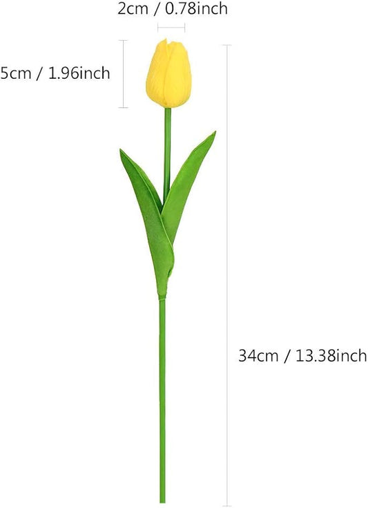 MACTING Artificial Tulips, 22Pcs Latex Tulips Artificial Flowers Bouquet for Party Home Wedding Decoration, Yellow