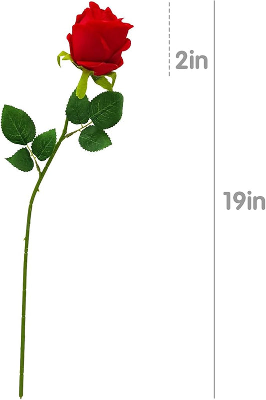 Red Artificial Roses with Long Stems, 24Pcs Realistic Roses Artificial Flowers, Faux Roses | Bulk Fake Flowers for Home Decor, Wedding Party Table Centerpieces, DIY Bouquet