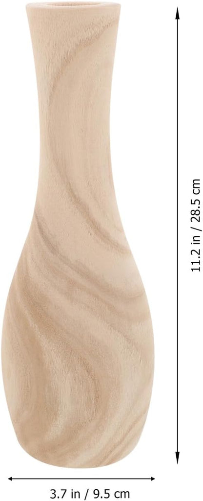 STOBAZA Rustic Small Wood Flower Vase for Dried and Artificial Arrangements Smooth Wooden Craft Decorative Vase for Office Home Wedding and Party Table Display