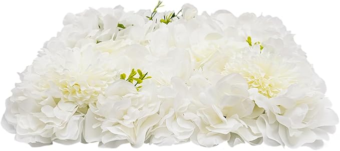 Gdrasuya10 12PCS Artificial Flower Wall Panel Wedding Backdrop Event Party Photography Flower Wall Background White Realistic Flower Wall Backdrop Faux Floral Wall Decor