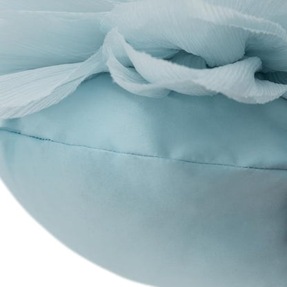 Cute Blue Flower Throw Pillows Decorative Floral Accent Pillowcase with Insert Included Handmade Round Elegant Satin Cushion for Bed Couch Car Bedroom Living Room Farmhouse Home Decor 12 Inch