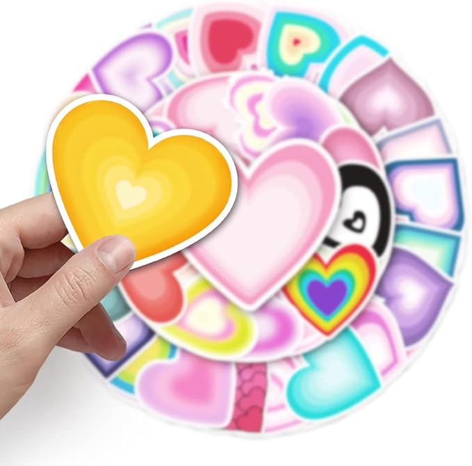 Heart Stickers for Teens Boy Girls Kids|50 Pcs|Popular Vinyl Waterproof Stickers for Laptop Computer Phone Luggage Flasks Water Bottle Bike Car Notebook Tablet,Trendy Decorative Decals Pack(Heart)