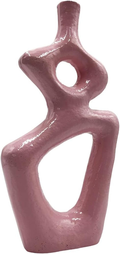 12 Inch Tall Decorative Handmade Aluminum Gourd Flower Vase in Pink